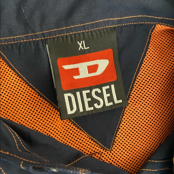 DIESEL Button Down Shirt Blue with Orange Accents - Picture 9 of 11